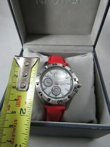 【送料無料】　腕時計　ノーティカレディースレッドステンレススチールケースレストメートルnautica watch womens red stainless steel case water restraint 100 meters
