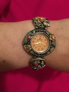 【送料無料】 腕時計 ブレスレットrare senlon wrist watch bracelet flower floral nature embellishments 【送料無料】 腕時計 ブレスレットrare senlon wrist watch bracelet flower floral nature embellishments