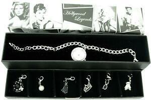 【送料無料】　腕時計　ハリウッドオードリーヘプバーンブレスレットファッションウォッチhollywood legends audrey hepburn silver charm bracelet fashion watch w2729m