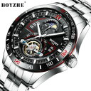 【送料無料】 腕時計 ムーンフェイズboyzhe wl019g uomini d 39 affari orologio meccanico automatico moon phase u8q6