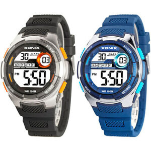 【送料無料】　腕時計　デジタルメンズアラームタイマーストップウォッチタイムゾーンボックスxonix wr100m digital wristwatch mens alarm timer stopwatch 2 time zone box