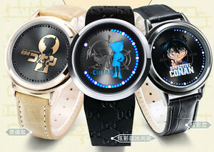 【送料無料】　腕時計　コナンマジックタッチdetective conan magic kaito kido led touch screen leather waterproof wristwatch