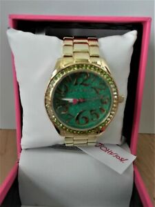 【送料無料】 腕時計 ジョンソングリーンリンクドルウォッチbetsey johnson goldtone green goddess link watch msrp 85