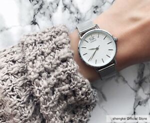 【送料無料】 腕時計 スリムシルバーメッシュステンレススチールカジュアルラウンドレディースwatches women slim silver mesh stainless steel casual round ladies wristwatch