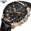 【送料無料】 腕時計 lige mensトップブランドクオーツゴールドleathelige mens wristwatches top brand luxury quartz gold wristwatch men casual leathe