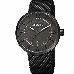 【送料無料】　腕時計　8シュタイナーas8204bk 3メッシュmens august steiner as8204bk three hand movement date steel mesh bracelet watch
