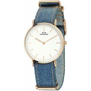 【送料無料】　腕時計　womenschronostar preppy r3751264501ジーンズホワイトゴールドwomens wristwatch chronostar preppy r3751264501 fabric jeans white gold ros