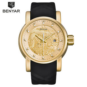 【送料無料】　腕時計　benyarシリコーンドラゴンbenyar men fashion dragon sculpture date waterproof silicone strap watches