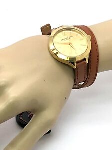 【送料無料】 腕時計 ストラップスイスゴールドトーンラップstuhrling original womens swiss gold tone brown leather wrap around strap watch
