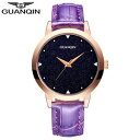 【送料無料】 腕時計 guanqinカジュアルドレスクオーツウォッチguanqin women starry sky fashion casual dress design quartz leather watch