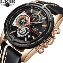 【送料無料】 腕時計 メンズトップブランドクオーツカレンダーlige mens wristwatches top brand luxury quartz wristwatch men calendar leath