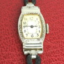 yz@rv@re[WfB[XA[fRNbVkzCgS[hwaltham vintage ladies art deco cushion shape 14k white gold filled watch 1940