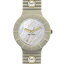 【送料無料】　腕時計　レディースヒップホップシリコンベージュwomens wristwatch hip hop pearls hwu0495 small 32mm silicone beige golden