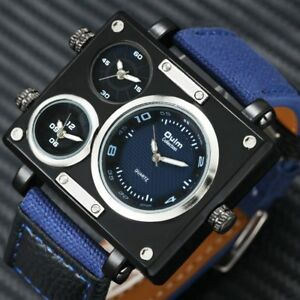 【送料無料】　腕時計　ユニークスクエアタイムゾーンa unique watches , square shape design with 3 time zones rectangle quartz