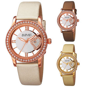 【送料無料】 腕時計 8シュタイナーas8176スワロフスキーサテンwomens august steiner as8176 swarovski crystal bezel date satin leather watch