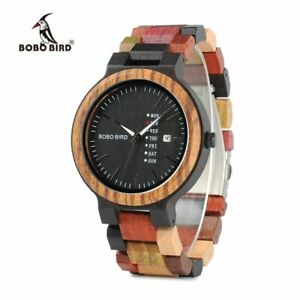 【送料無料】 腕時計 マルチカラークォーツwooden men watches multicolor quartz date week display