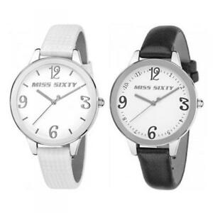 【送料無料】 腕時計 damenuhr miss sixty m60 lightレーダーワイセシュワルツシュタールschlankdamenuhr miss sixty m60 light leder weisse schwarz stahl schlank lady