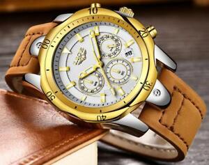 【送料無料】　腕時計　メンズブランドクオーツカジュアルレザーミルlige mens wristwatches brand luxury quartz wristwatch men casual leather mil