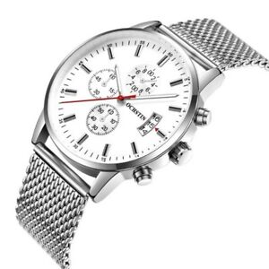 【送料無料】　腕時計　クオーツステンレスメッシュmen women decorative quartz wristwatch stainless steel mesh strap with date whit
