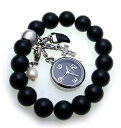 yz@rv@montrevraiV}mEmargentemA[[hexclusive montre bracelet vrai onyx m breloques femmes argent noir pour mode