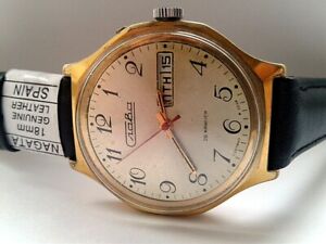 【送料無料】　腕時計　ビンテージソソビエトロシアスラスラvintage ussr soviet slava watch russian slava rare 26 jewels gold plated au10