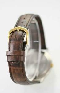 【送料無料】　腕時計　パルサーメンズウォッチステンレスゴールドシルバーブラウンレザーホワイトクォーツpulsar watch mens day date stainless gold silver brown leather white quartz