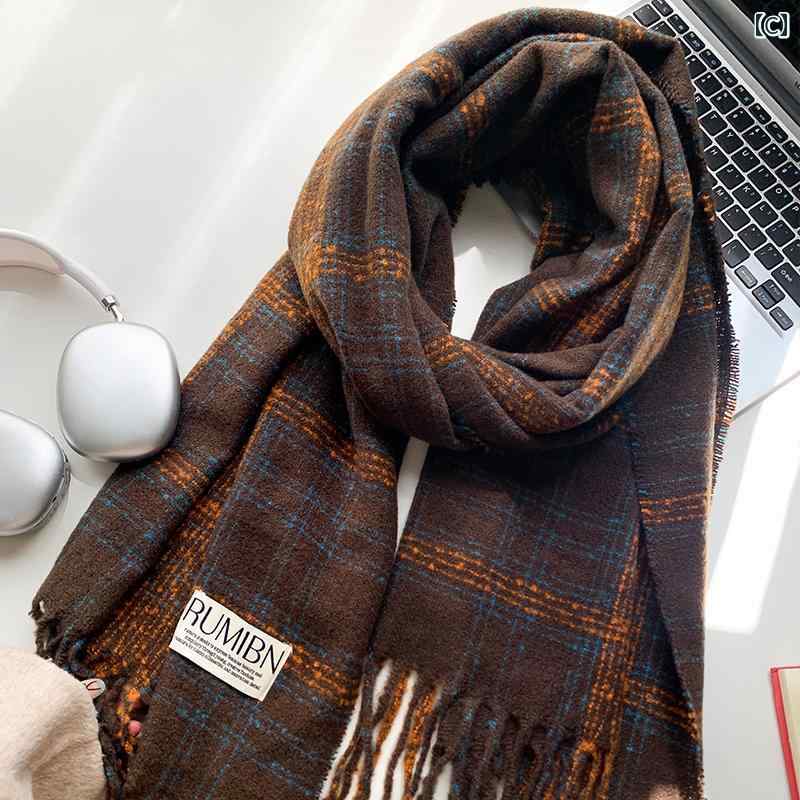 暖かい チェック柄 スタイル ファッション 普段使い レディース 秋冬 マフラー カップル 赤 スカーフ 通学通勤 ティーンエイジャー 学生 防寒 保温 ショール カジュアル カシミヤ風