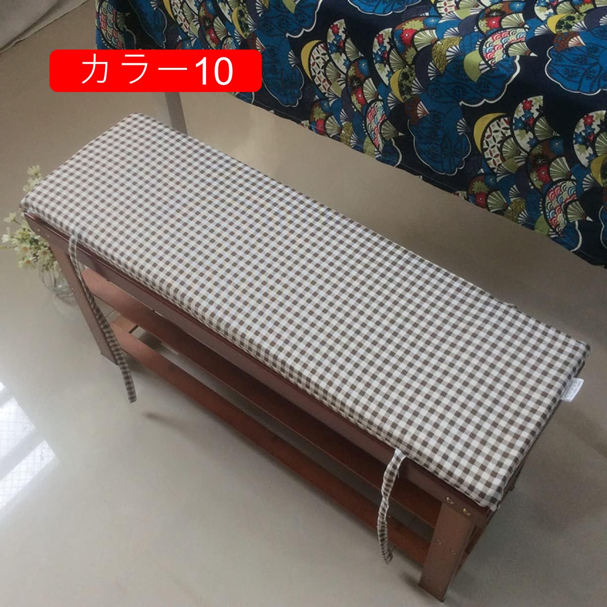 屋外屋内ロングベンチクッション ダイニングベンチクッション 厚手のロングソファシートパッド 滑り止め 通気性 100*35cm ガーデンベンチ エスニック風 モロッカン柄 長椅子 スイング家具交換用マ [3]