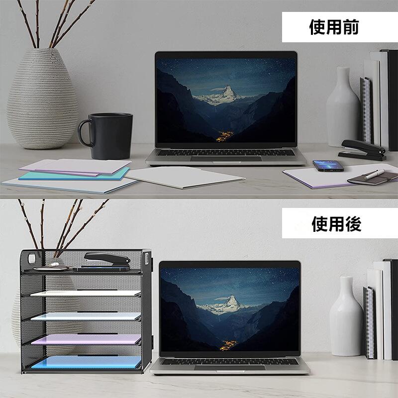 デスク上置棚 デスクラック 卓上ラック 卓上収納 机上ラック 文房具 飾り 小物置き...