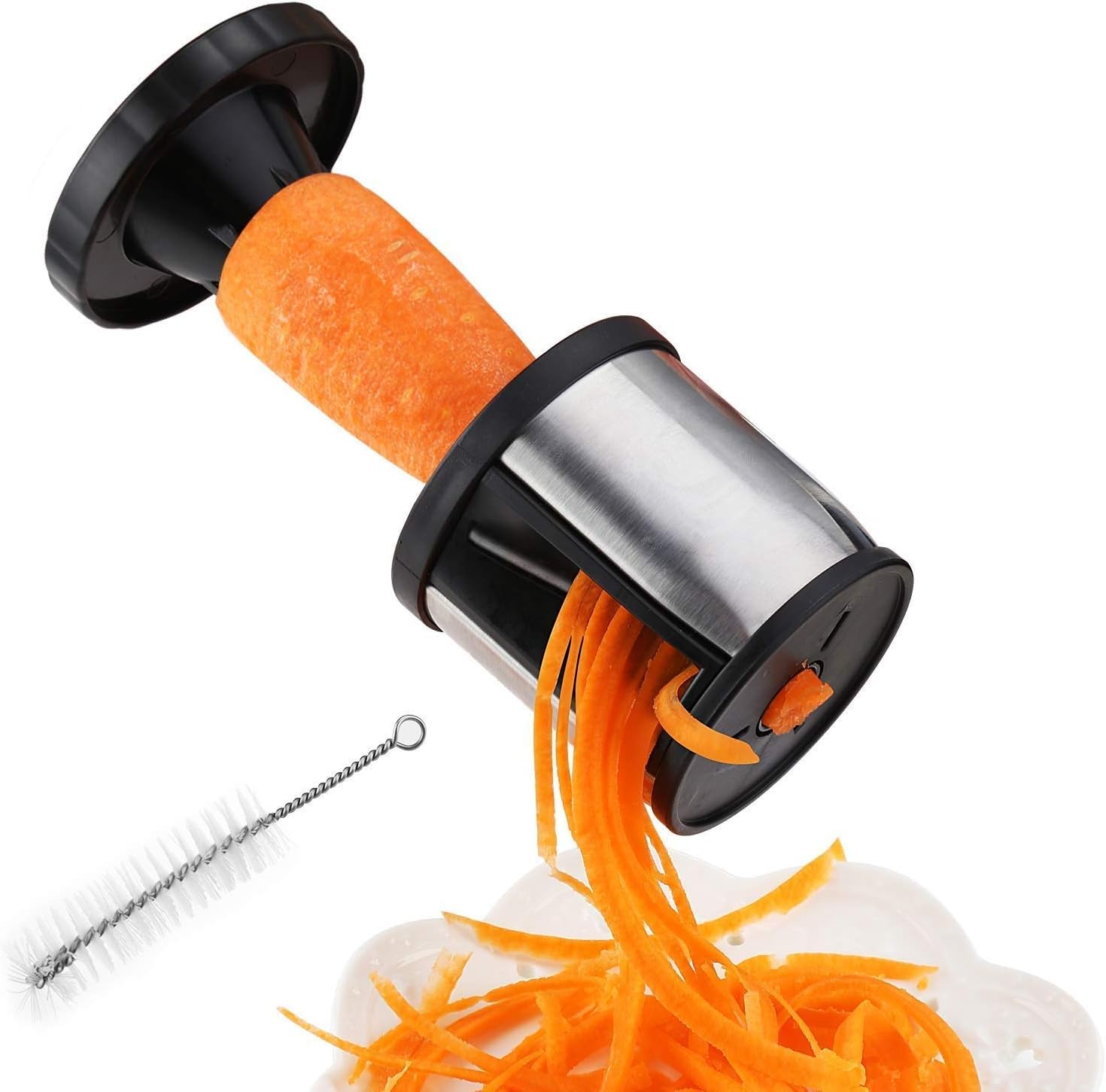 便利 手動回転 安全ホルダー付き キッチン用品 多機能 スライサー 野菜カッター 千切り キャベツ/人参/大根 野菜調理器 スパイラル