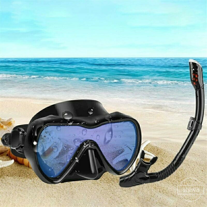 Snorkel - 【送料無料】曇らない シュノーケル 素潜り用 ゴーグル 素潜りメガネ 海潜るメガネ 海に潜るゴーグル 空気の入らないシュノーケル 痛くない 呼吸用パイプ 水漏れ防止 ダイビングマスク 曇り止め 水中メガネ 2点セット スノーケル マスク 排水管 2025年新品
