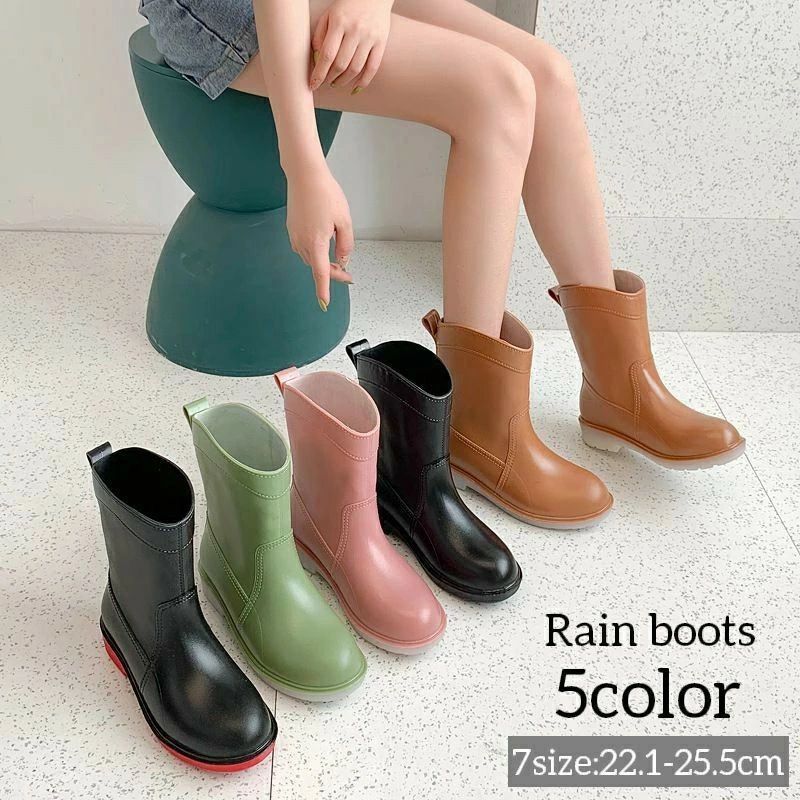 通勤 防水 通学 長靴 かわいい 女性用 おしゃれ レディース シンプル ショート丈 雨の日 雨靴 防滑 レインブーツ 無地 レインシューズ