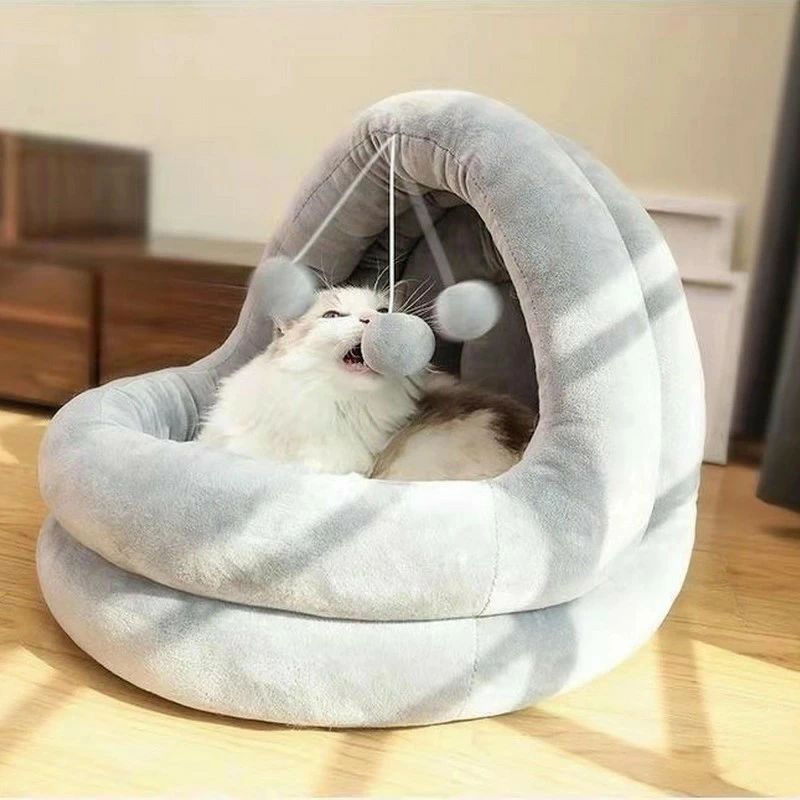 かまくら型 イヌ おしゃれ 寝床 寝具 猫ベッド ボール付き ねこ ペットベッド ペッ...