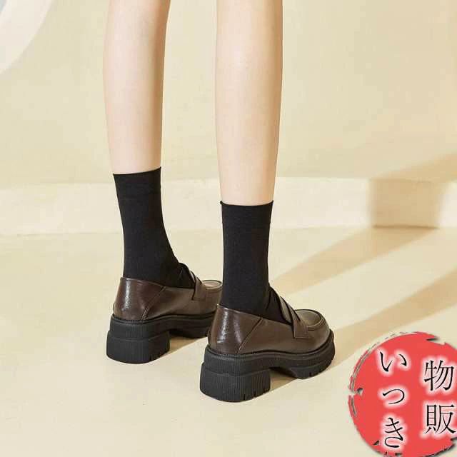 歩きやすい 厚底 柔らかい 通勤 厚底ローファー ミドルヒール 通学 ローファー スクールローファー 軽量 レディース レディース 学生 パンプス