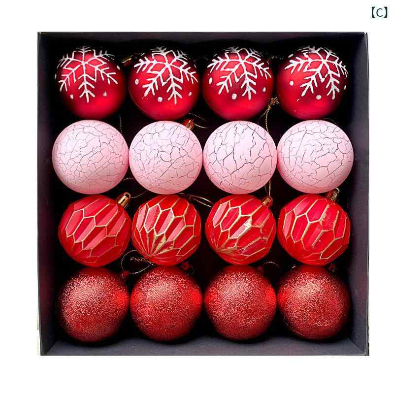 レトロ 室内装飾 6cm セット オーナメント 雑貨 ヴィンテージ調 クリスマス 手描き風 デコレーション ボール ホームパーティー プラスチック製 ツリー プリント 冬の飾り付け クラック加工