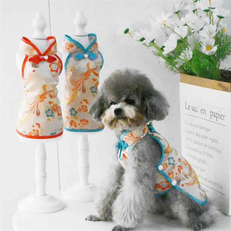 チャイナ風 ルーム かわいい 犬猫用 室内 春秋 衣装 散歩 外出 シャツ 小型 ペットグッズ 服 室外 ベスト 薄手 チャイナドレス ウェア