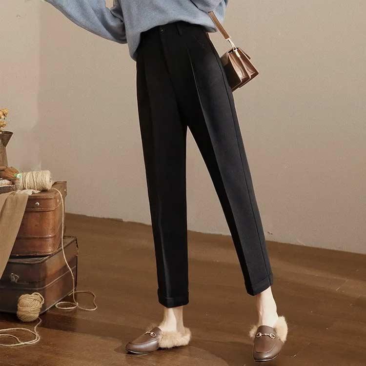 ボトムス ロングパンツ ラシャ 九分丈テーパード テーパードパンツ 秋 秋冬 九分丈 ゆったり レディース 冬 カジュアル ズボン 着痩せ 無地 — vista 2