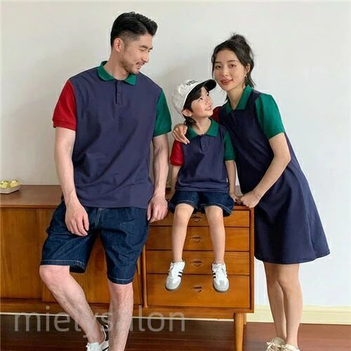 夏 家族 お揃い お揃い tシャツ ワンピース シンプル 親子 ペアルック カジュアル ...