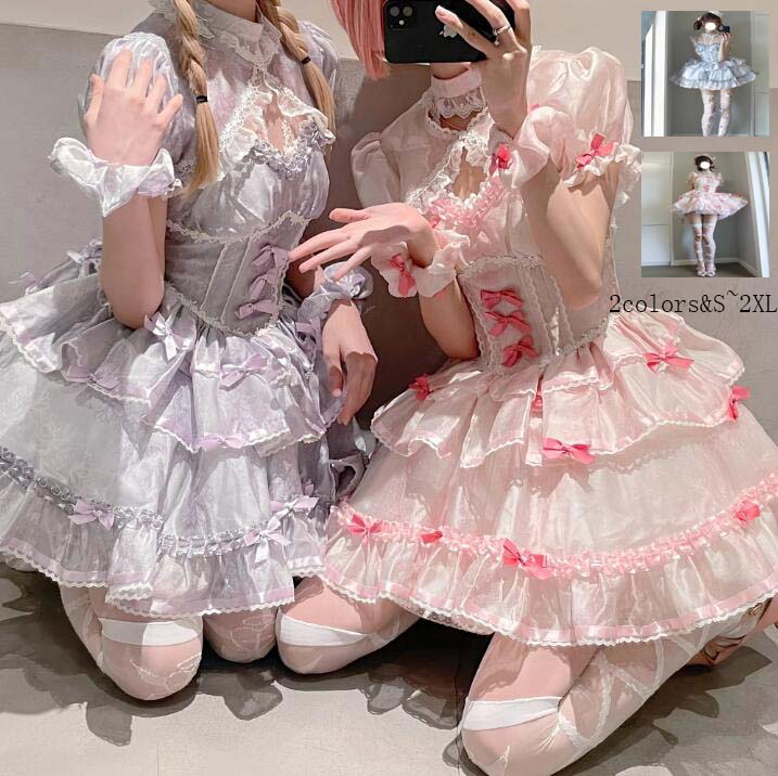 戏装, 变装 - ウエディングドレス イベント衣 日系女子中高生 Lolita コスチューム 衣装 可愛い ワンピース レディース ノースリーブ