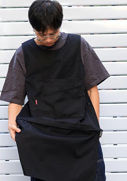オシャレエプロン すぽっと被るだけ！2way 男女兼用 料理教 エプロン ポケット付き キャンプエプロン ベストエプロン アウトドア