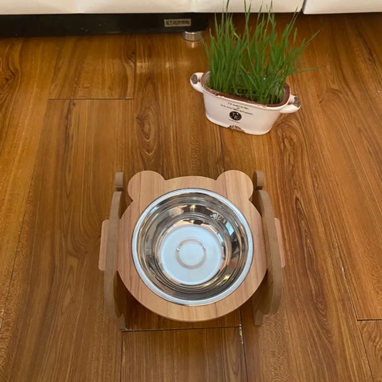 食器テーブル シングル 猫用 小型犬 ペットボウル お皿付き フードボウルスタンド フードボール お水入れ 取り外し 餌入れ ステンレス 猫 木製 食器台 犬 可愛い ご飯台 傾斜 スタンド 給餌器 ペット食器台 フードボウル