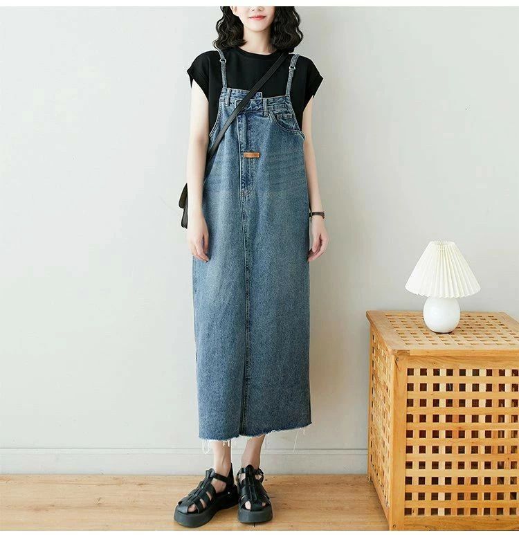 キレイめ ワンピース カジュアル ジャンスカ 夏 春 大人 学院風 オールインワン スカート レディース オーバーオール ロング ジャンパースカート マキシ丈 デニム 通学 サロペット