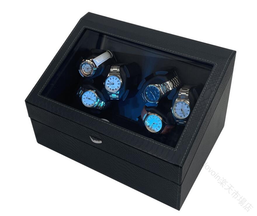 機械式対応 ウォッチワインダー 12本収納 時計ケース 自動巻き腕時計用 父の日 ワインディングマシーン PUレザー調 プレゼント 透明ケース付き 6+6本巻 ギフト用