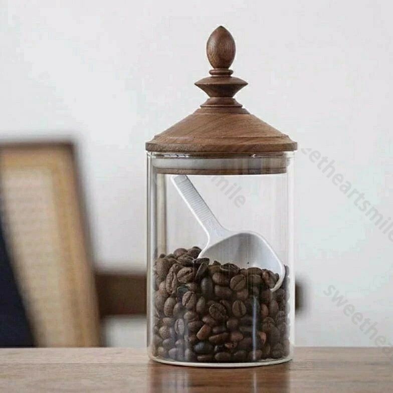 ス木製蓋付きガラス密封瓶 北欧 お菓子 レストラン、ホテル、バー、展示会用 木の蓋 密封ビン 茶入 パ..