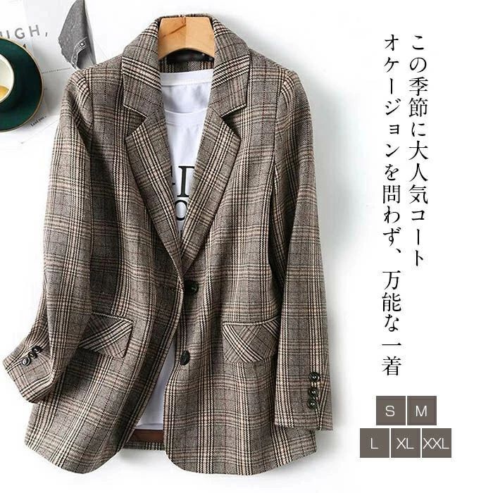 樂天商城 - オフィス 卒業式 50代 テーラードジャケット 結婚式 入学式 20代 チェック柄 スーツジャケット 入園式 レディース 30代 母の日 秋 ジャケット 長袖 通勤 上品 テーラード アウト ビジネス コート 春 アウター 卒園式 スーツ 40代