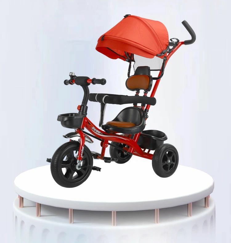 Kick - 子供用三輪車 ベビーカー 押し棒付き ガードレール付き サンシェード 三輪車 2歳から7歳まで ペダル付き コントロールバー付き