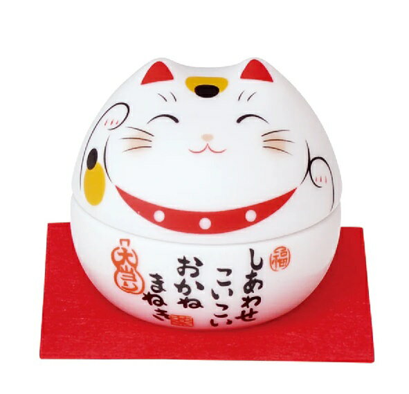 薬師窯 彩絵わらべ招き猫（お金招き）（小物入れ） 7524　4533806775248