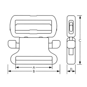 【ネコポス便対応】 YKK LB-G プラスチックパーツ バックル サイドリリースタイプ / Side release type LBG：LB25G 2