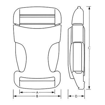 【ネコポス便対応】 YKK LB-PT プラスチックパーツ バックル サイドリリースタイプ / Side release type LBPT：LB30PT 2