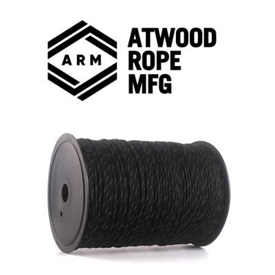 【 300m巻 / 色：リフレクティブ(反射材付き) Black 黒色 】アメリカ製　7 Strand 550 lbs Paracord 中芯7本入 パラコード 550ポンド , Atwood Rope MFG 社製 反射 Reflective パラコード